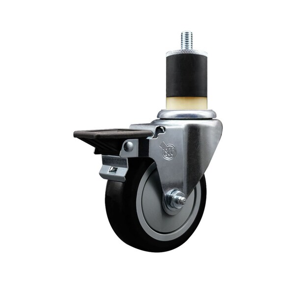 4'' Black Poly Swivel 1-7/8'' Expanding Stem Caster with Brake